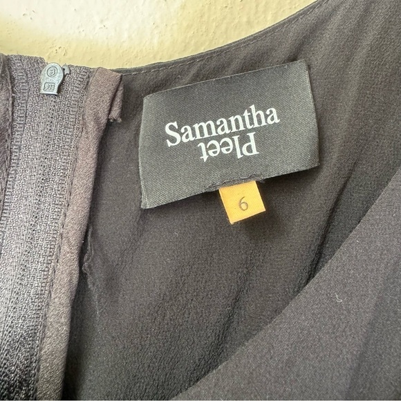 Samantha Pleet Black Silk Degas Sleeveless Dress Gathered Midi Size 6 - Picture 8 of 12